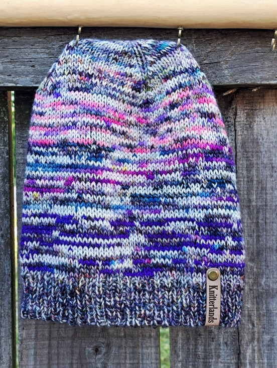Hand Knit Multicolor Speckled Beanie - Purple, Blue, Pink; Soft, Premium Wool main image 10